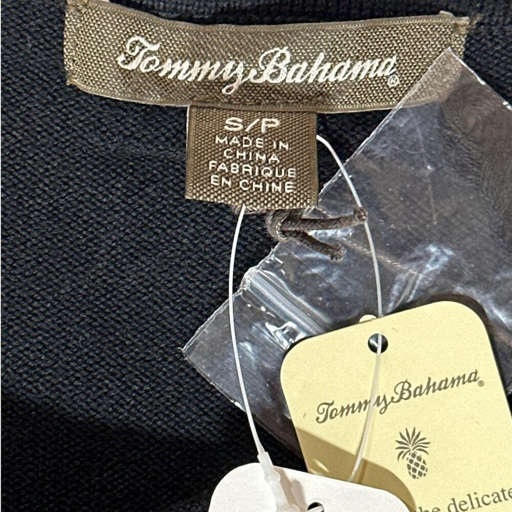 Tommy Bahama Black Pickford Embellished Split Neck Sweater Dress 3/4 Sleeve Sz S - Picture 11 of 14